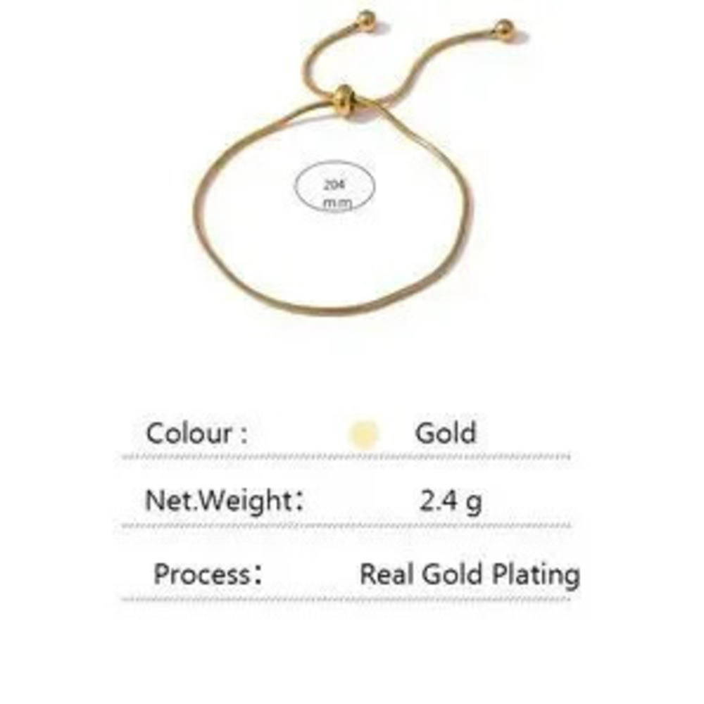 NEW 18K Gold Plated Snake Chain Bead Adjustable Bracelet - Picture 5 of 5